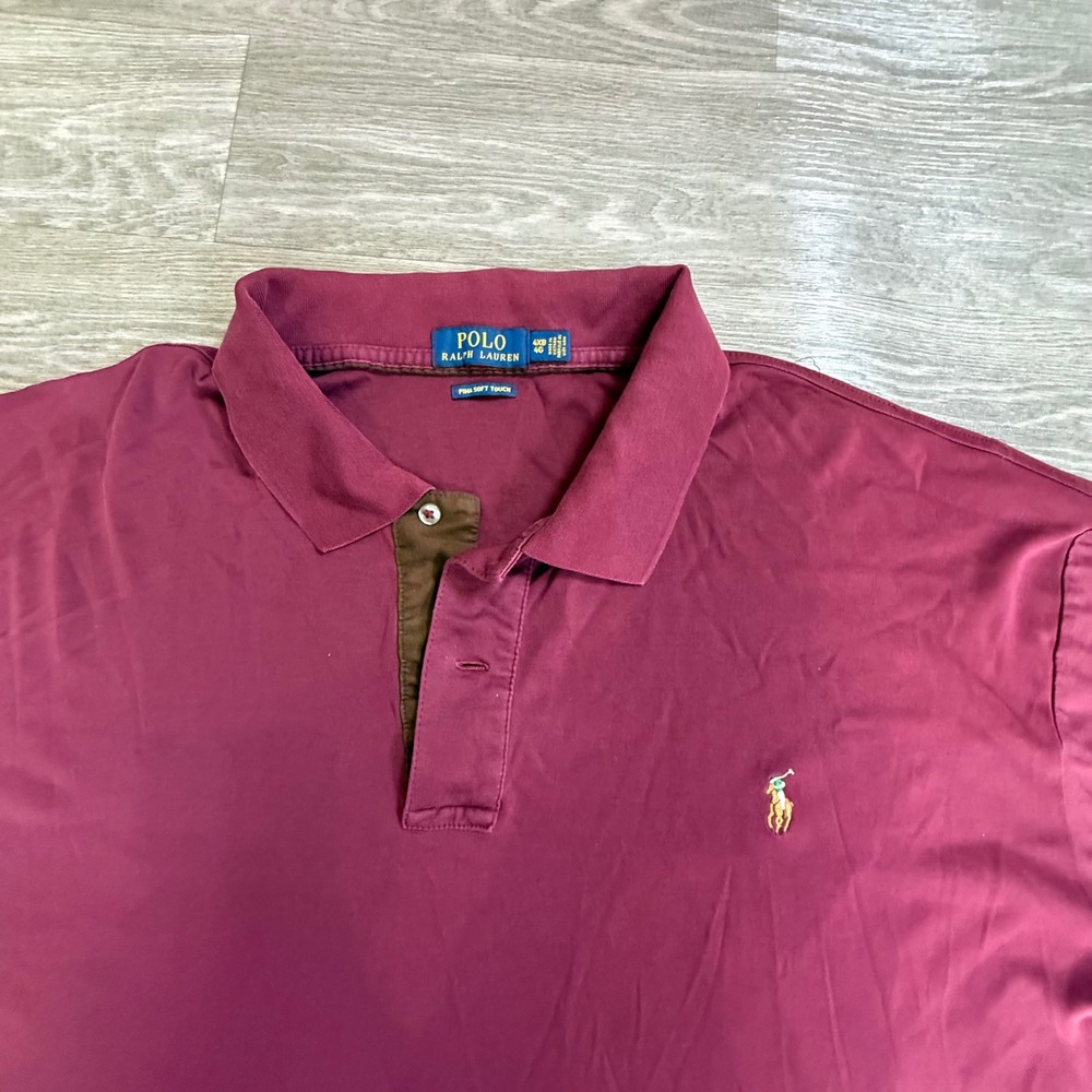 Polo Ralph Lauren Mens 4XB Pima Soft Touch Long Sleeve Polo Shirt Burgundy